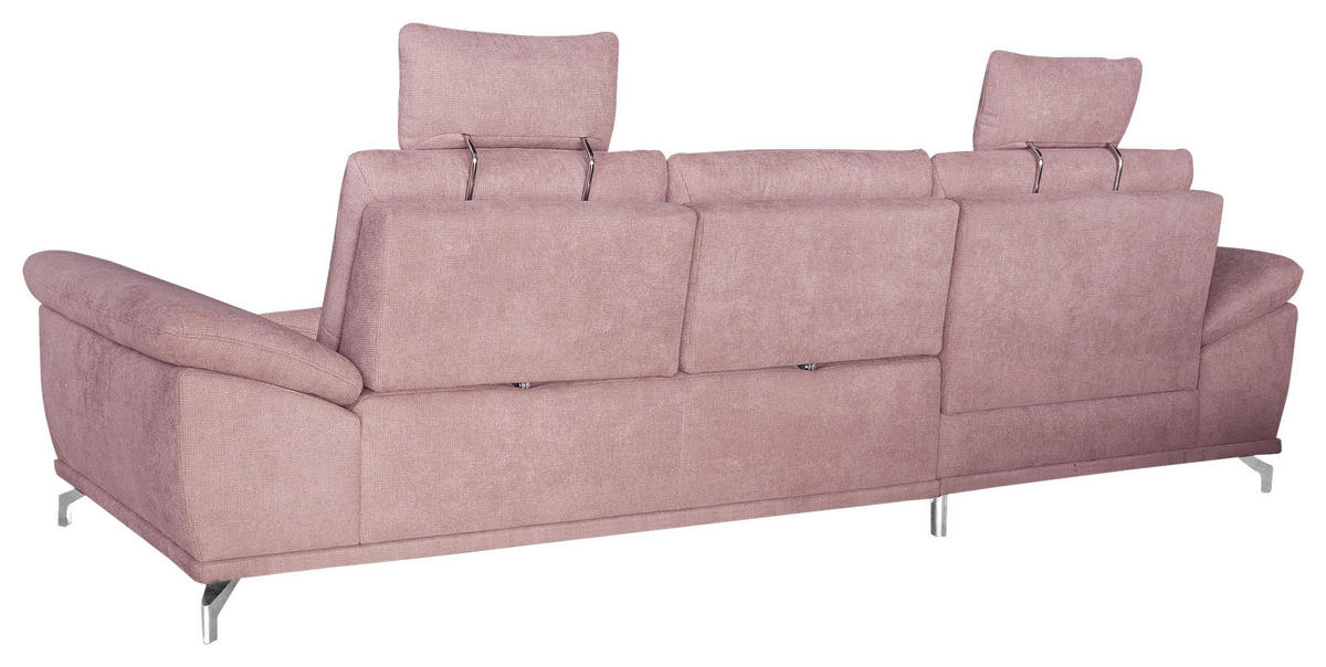 ECKSOFA Flieder Flachgewebe Bettkasten, Schlaffunktion, Sitztiefenverstellung, Kopfstütze, Liegefläche im Originalstoff  - Silberfarben/Flieder, KONVENTIONELL, Textil/Metall (176/301cm) - Sit & More