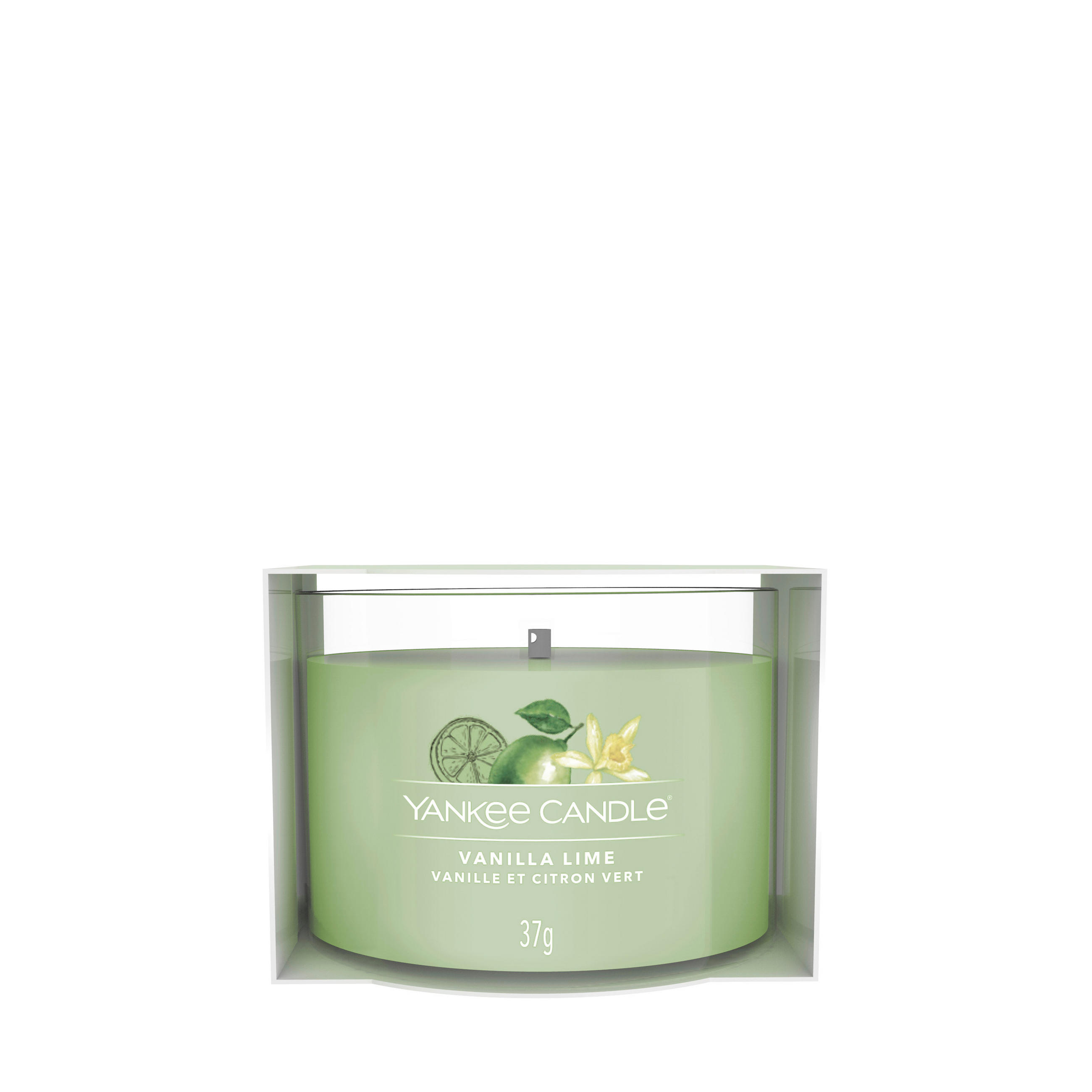 SVÍČKA VE SKLE vanilka, limetka - šalvějově zelená, Basics, přírodní materiály (5.5/4.5/5.5cm) - Yankee Candle