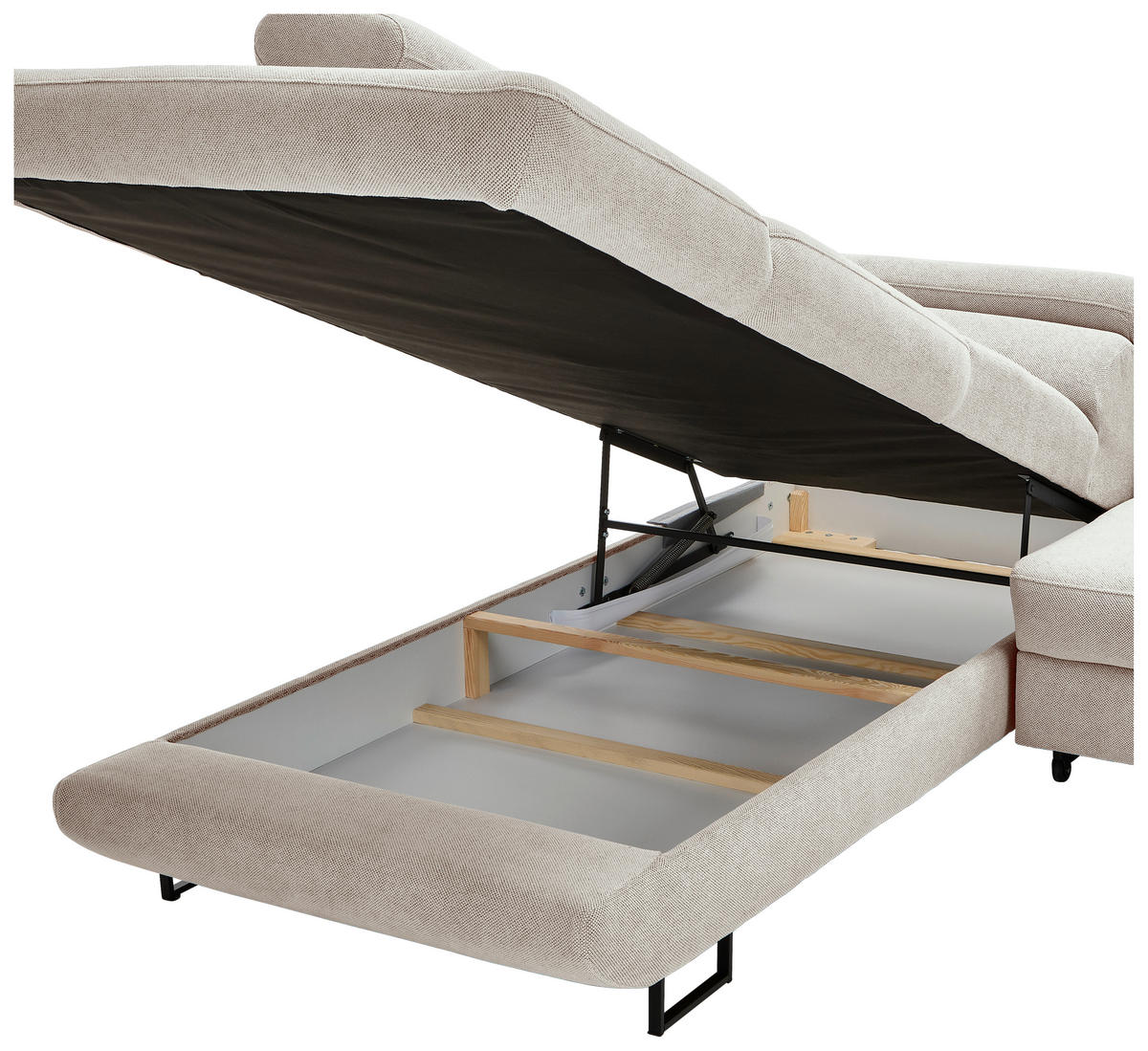 ECKSOFA in Webstoff Taupe  - Taupe/Schwarz, Design, Textil/Metall (235/280cm) - Hom`in