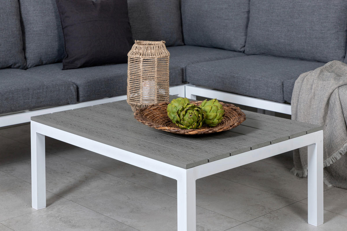 LOUNGEGARNITUR 133/167 cm Aluminium  - Weiß, KONVENTIONELL, Metall (133/167cm) - Gardenson