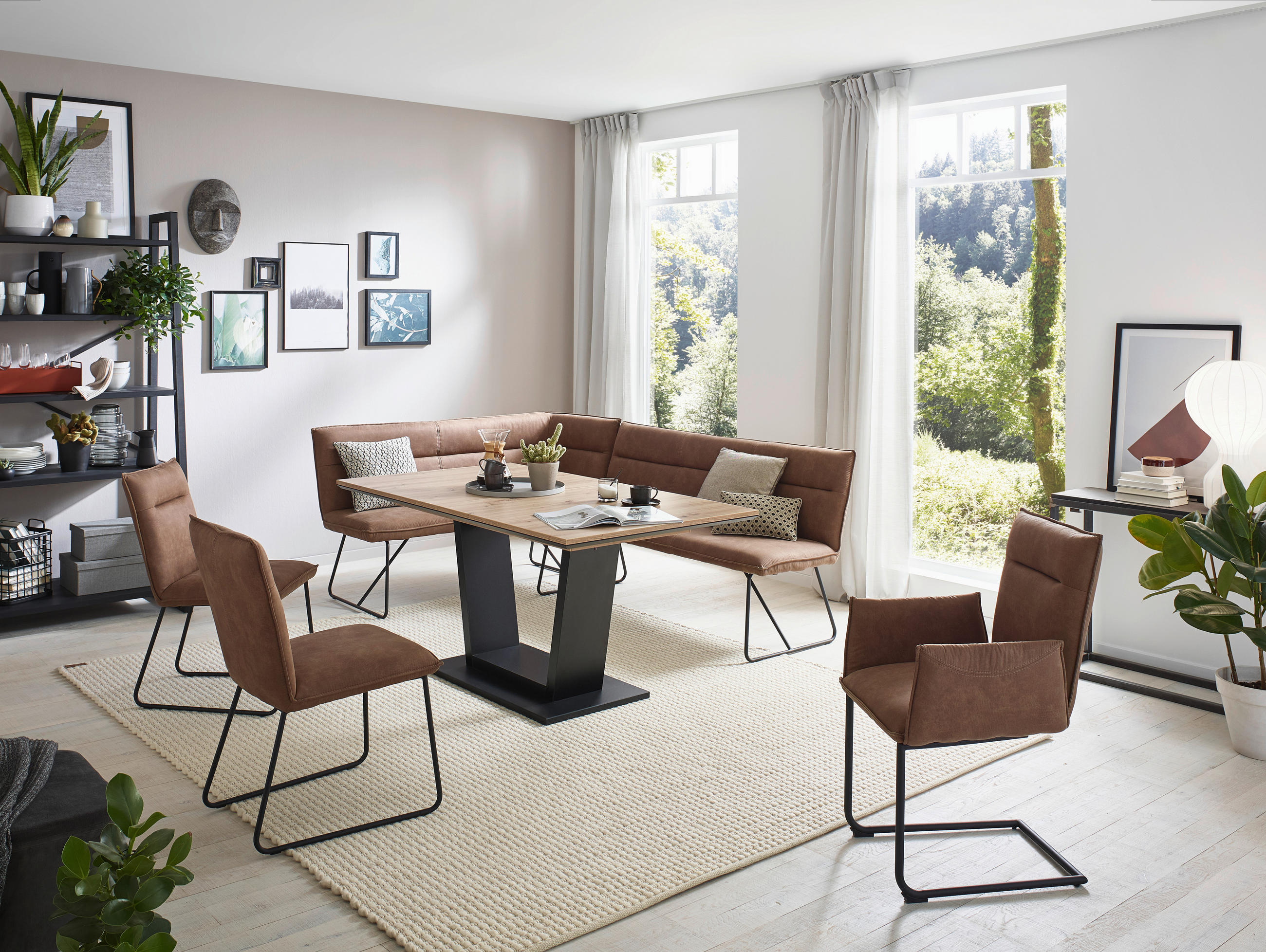 STUHL  in Mikrofaser Textil  - Schlammfarben/Schwarz, Design, Textil/Metall (47/87/62cm) - Valnatura