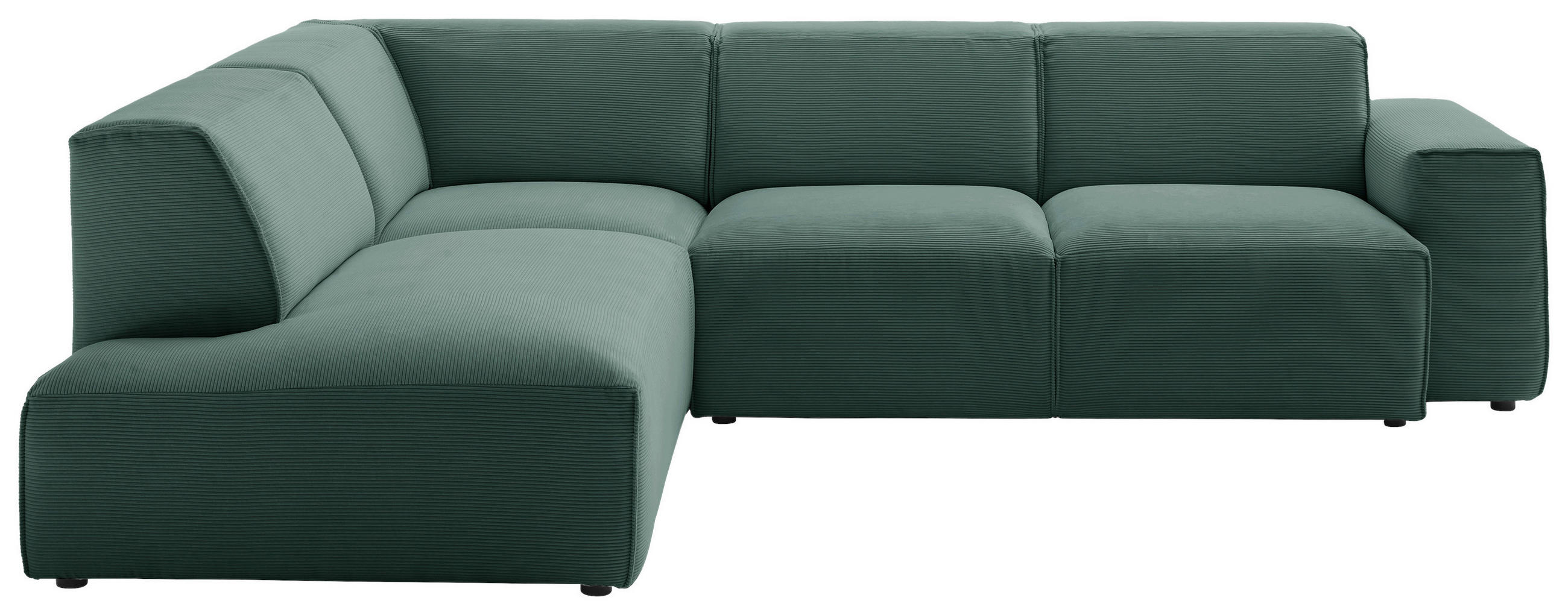 ECKSOFA Grün Cord  - Schwarz/Grün, Design, Kunststoff/Textil (210/270cm) - Pure Home Lifestyle