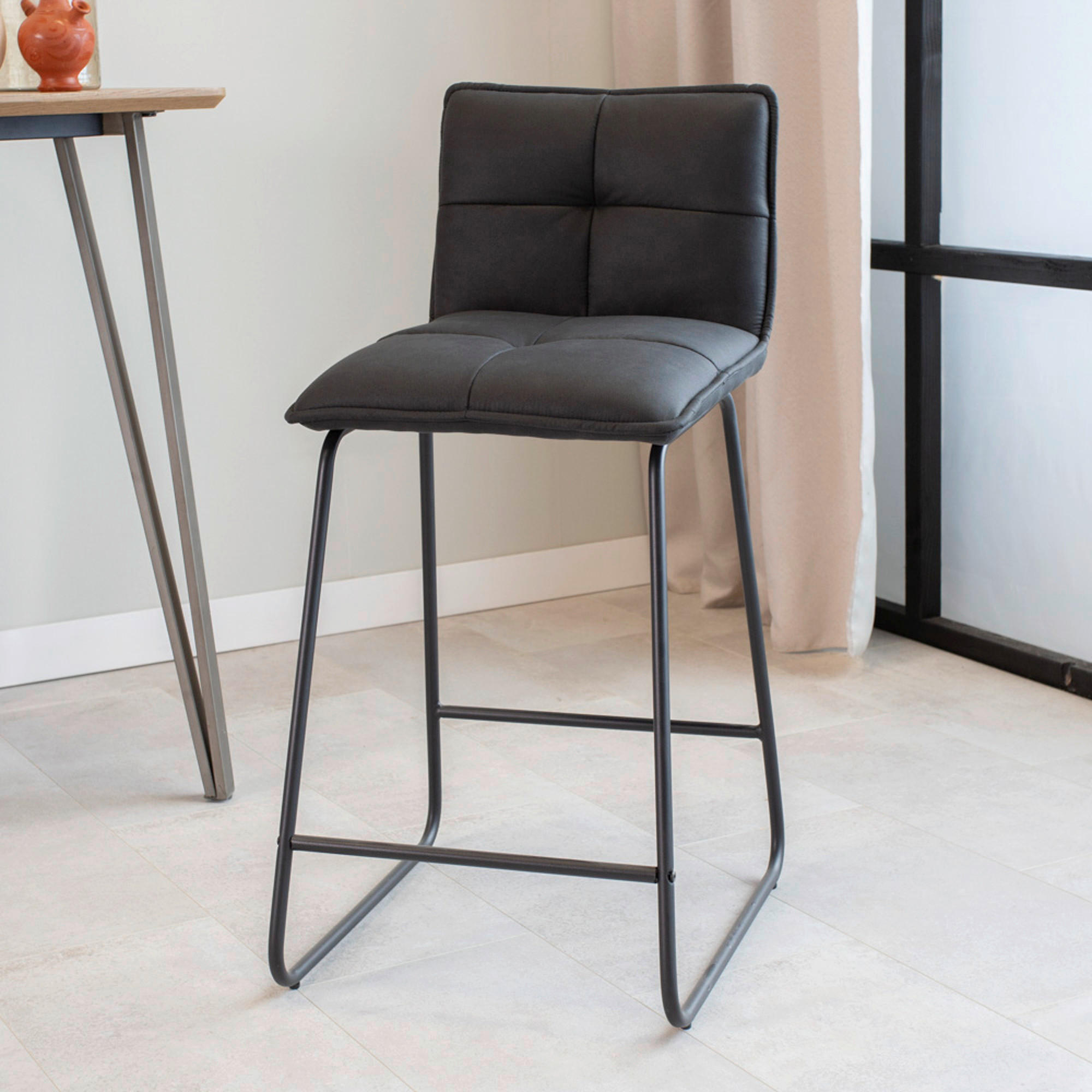 SADA BAROVÝCH STOLIČIEK 2 kus - čierna/antracitová, Konventionell, kov/textil (44/87/50cm) - MID.YOU