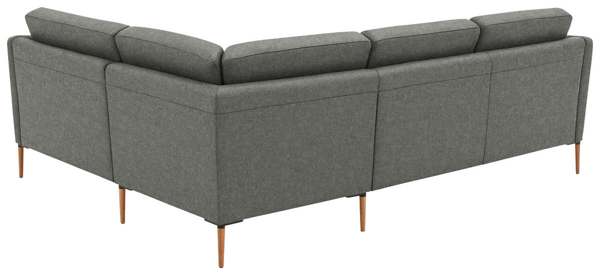ECKSOFA Flachgewebe Graugrün  - Eichefarben/Graugrün, Design, Holz/Textil (238/186cm) - Valnatura