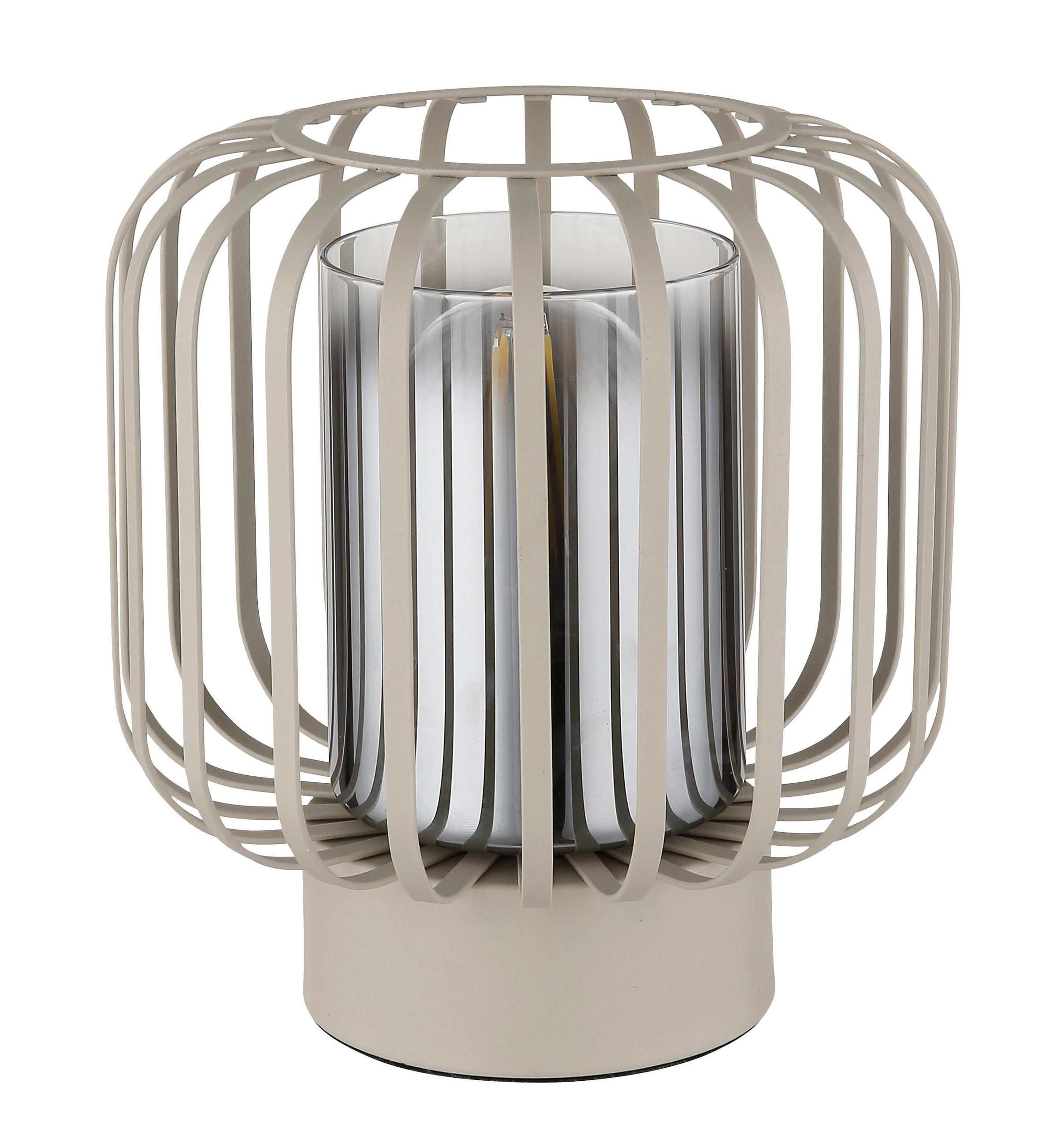 TISCHLEUCHTE 18/19 cm   - Sandfarben/Klar, Design, Glas/Textil (18/19cm) - Globo