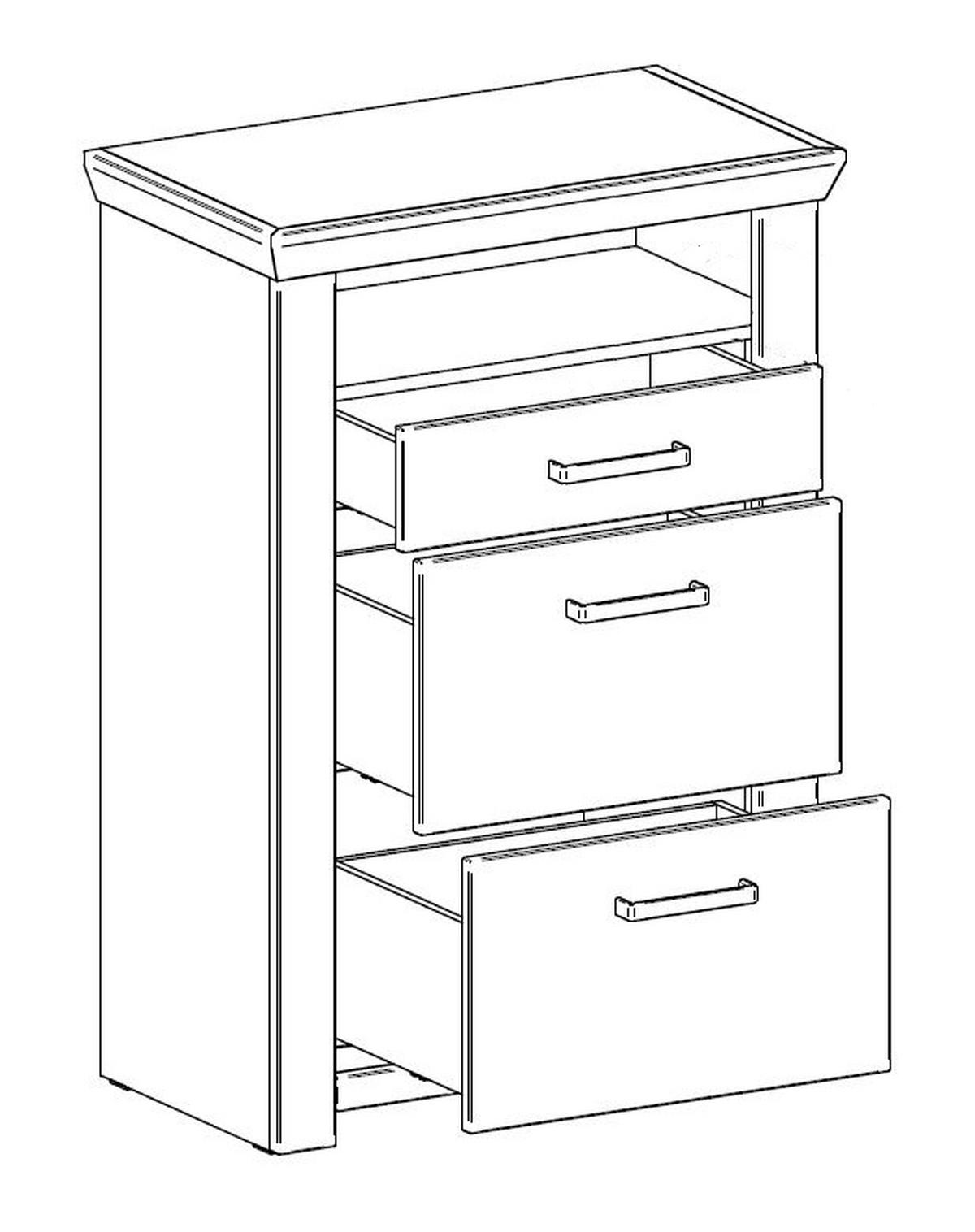 KOMMODE  in 74,5/108,2/42,2 cm  - Chromfarben/Eichefarben, Basics, Holzwerkstoff/Kunststoff (74,5/108,2/42,2cm) - SetOne by Musterring