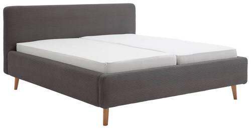 POLSTERBETT gepolstertes Kopfteil, Lattenrost, Bettkasten 140/200 cm  in Grau  - Naturfarben/Grau, Design, Holz/Textil (140/200cm) - Xora