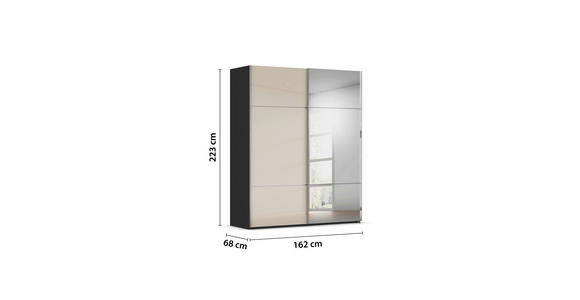 SCHWEBETÜRENSCHRANK 162/223/68 cm 2-türig Schwarz, Champagner  - Chromfarben/Champagner, KONVENTIONELL, Glas/Holzwerkstoff (162/223/68cm) - Novel