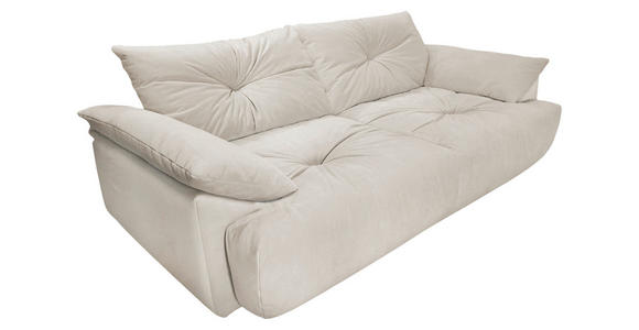 BIGSOFA  in Webstoff Creme  - Creme/Schwarz, KONVENTIONELL, Kunststoff/Textil (243/90,5/130cm) - Ambia Home