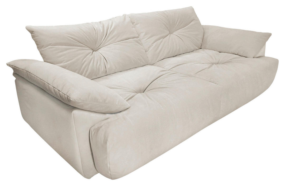 BIGSOFA Webstoff Creme  - Creme/Schwarz, KONVENTIONELL, Kunststoff/Textil (243/90,5/130cm) - Ambia Home