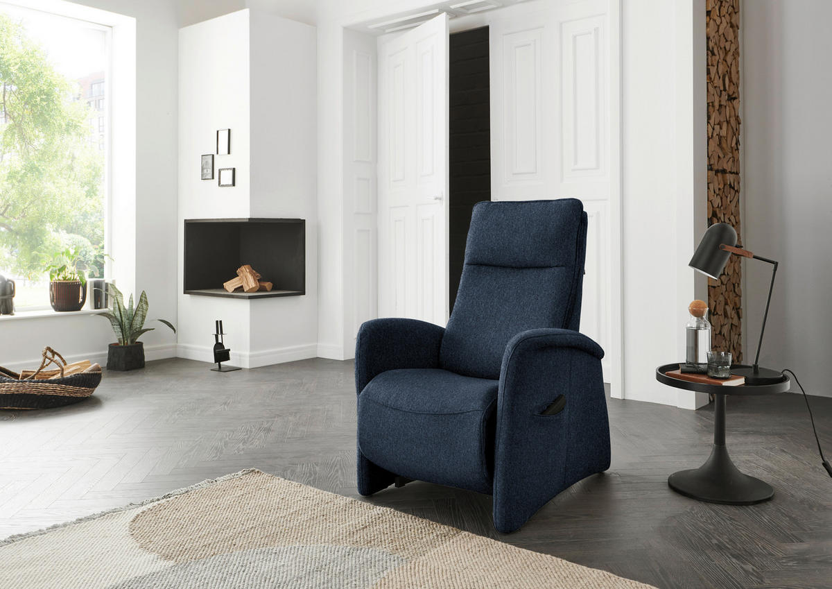 FERNSEHSESSEL in Chenille Blau  - Blau, Konventionell, Kunststoff/Textil (79-83/108/87cm) - Valdera