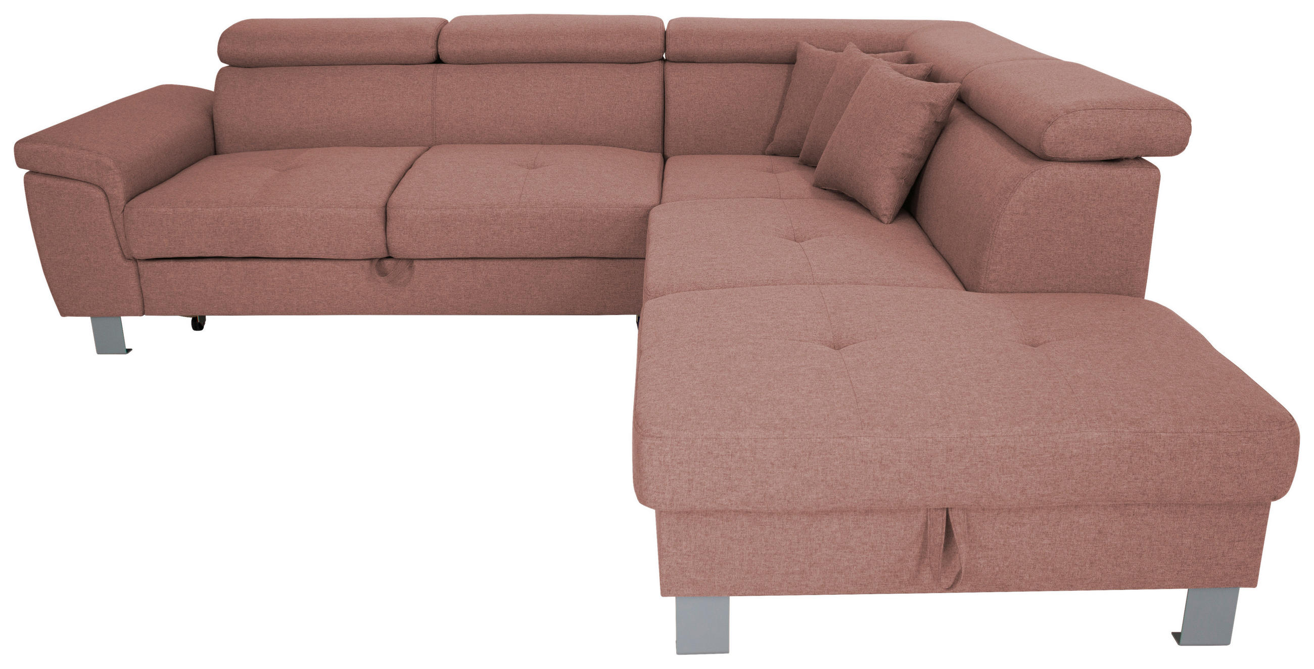 ECKSOFA in Webstoff Hellrot  - Hellrot/Silberfarben, Design, Textil/Metall (257/226cm) - Xora