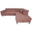 ECKSOFA in Webstoff Hellrot  - Hellrot/Silberfarben, Design, Textil/Metall (257/226cm) - Xora