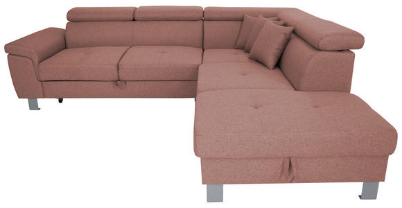 ECKSOFA in Webstoff Hellrot  - Hellrot/Silberfarben, Design, Textil/Metall (257/226cm) - Xora