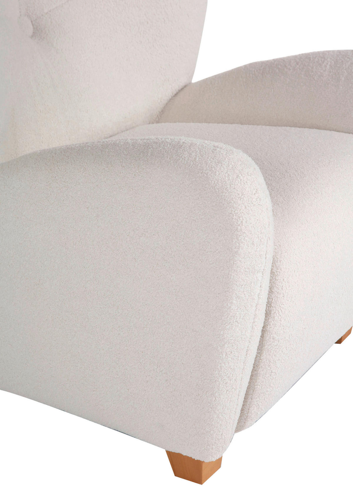 SESSEL in Plüsch Weiss  - Weiss/Eichefarben, Design, Textil (90/93/92cm) - Livetastic