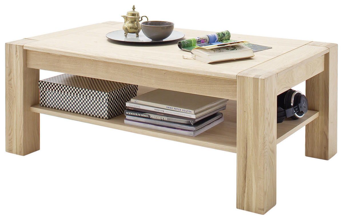 COUCHTISCH Eiche furniert, massiv 115/70/45 cm rechteckig Eichefarben  - Eichefarben, Design, Holz/Holzwerkstoff (115/70/45cm) - Livetastic