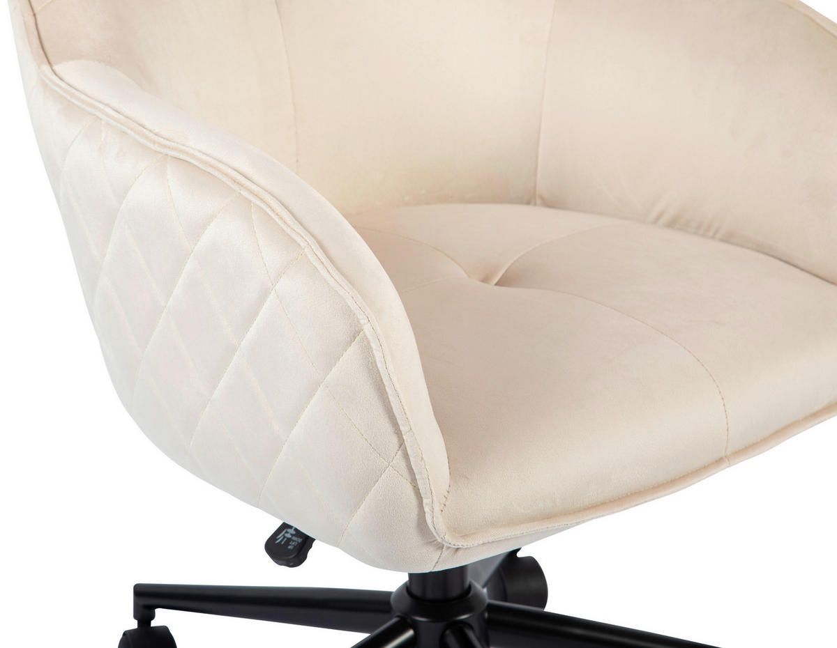 DREHSTUHL Samt Schwarz, Beige  - Beige/Schwarz, MODERN, Kunststoff/Textil (58/82/90/62cm) - MID.YOU