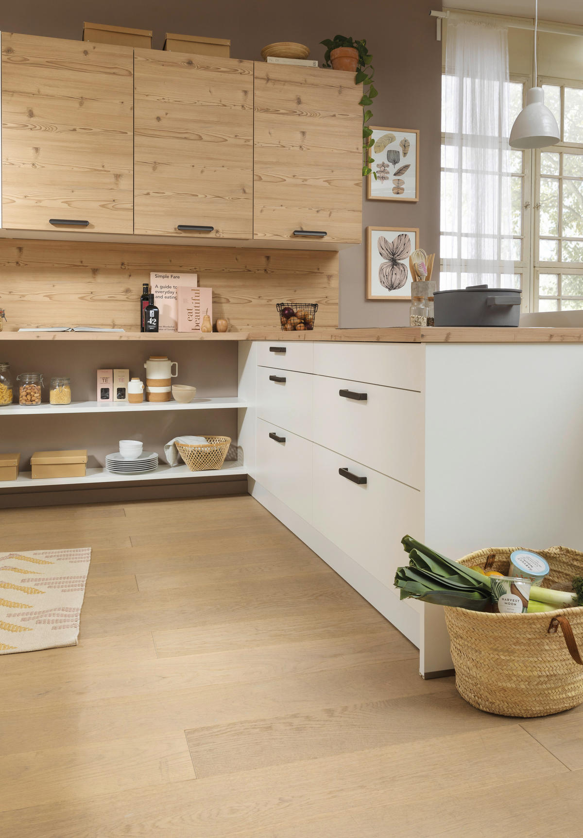 EINBAUKÜCHE NICOL  - Eichefarben/Weiß, Design, Holzwerkstoff - Novel