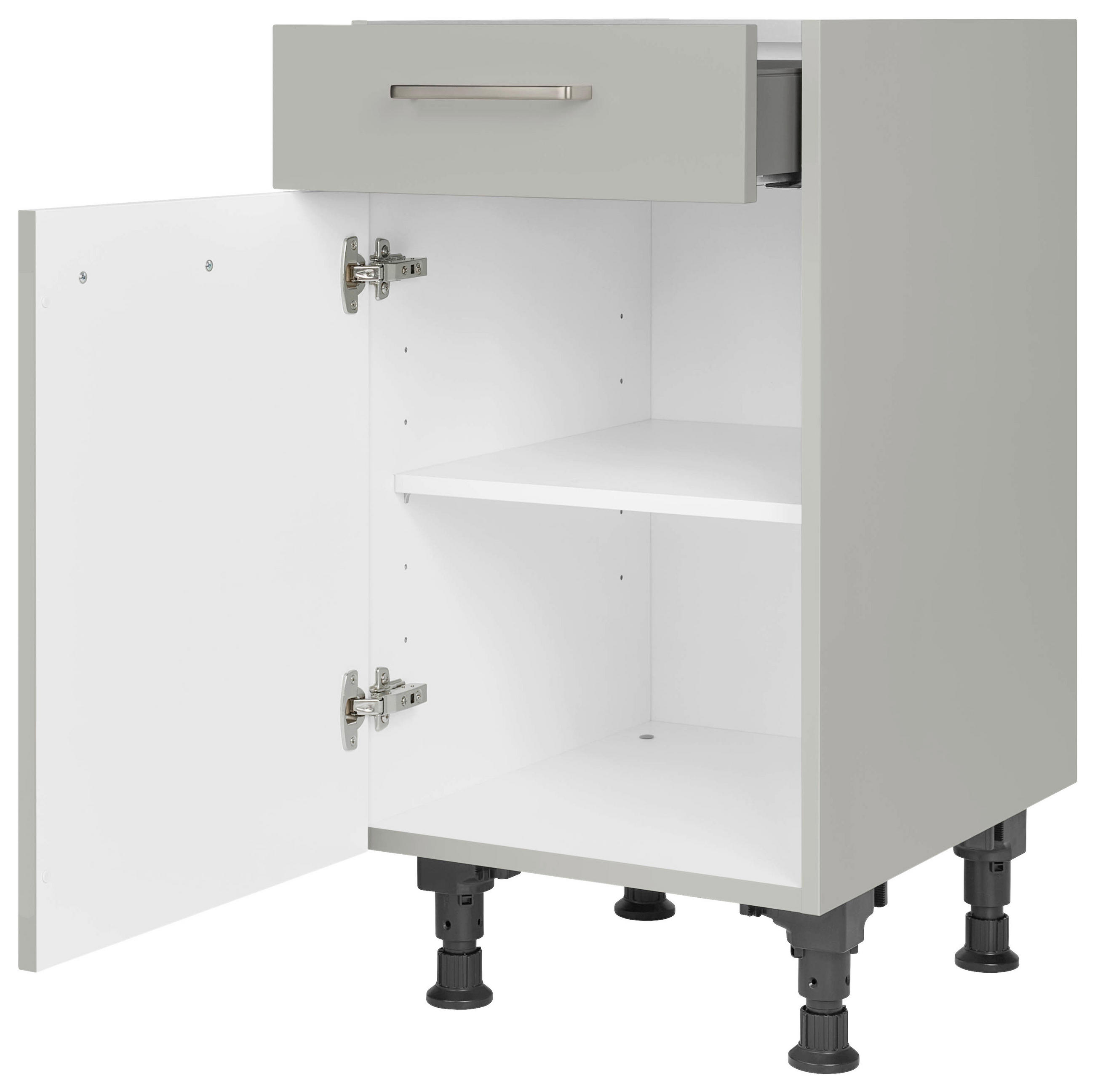 SCHUBKASTENUNTERSCHRANK 45/87/56 cm  in Grau  - Edelstahlfarben/Grau, MODERN, Holzwerkstoff/Metall (45/87/56cm) - Nobilia