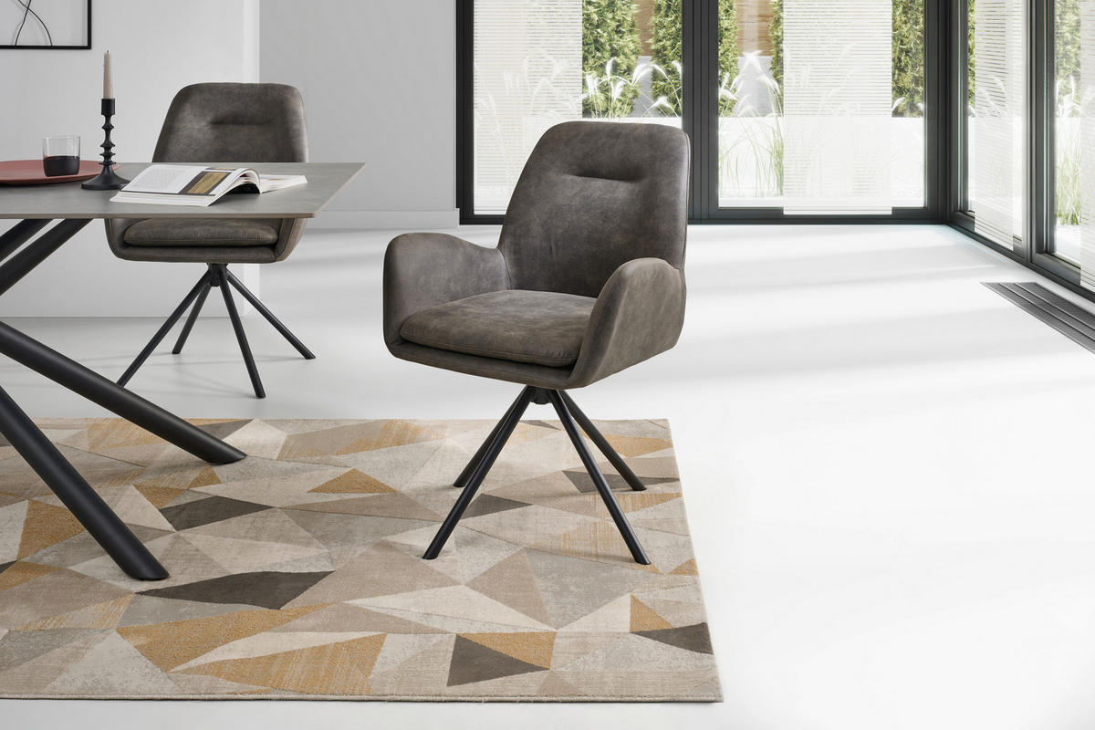 ARMLEHNSTUHL  Sitzfläche 360° drehbar, inklusive Armlehnen Webstoff  - Schwarz/Grau, Basics, Textil/Metall (60.5/88/62cm) - Livetastic