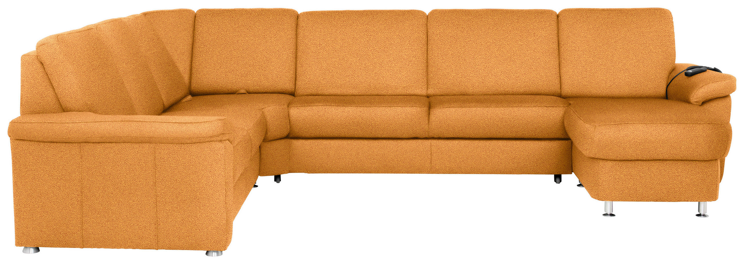 WOHNLANDSCHAFT Currygelb Flachgewebe  - Chromfarben/Currygelb, KONVENTIONELL, Textil/Metall (240/336/163cm) - Beldomo System