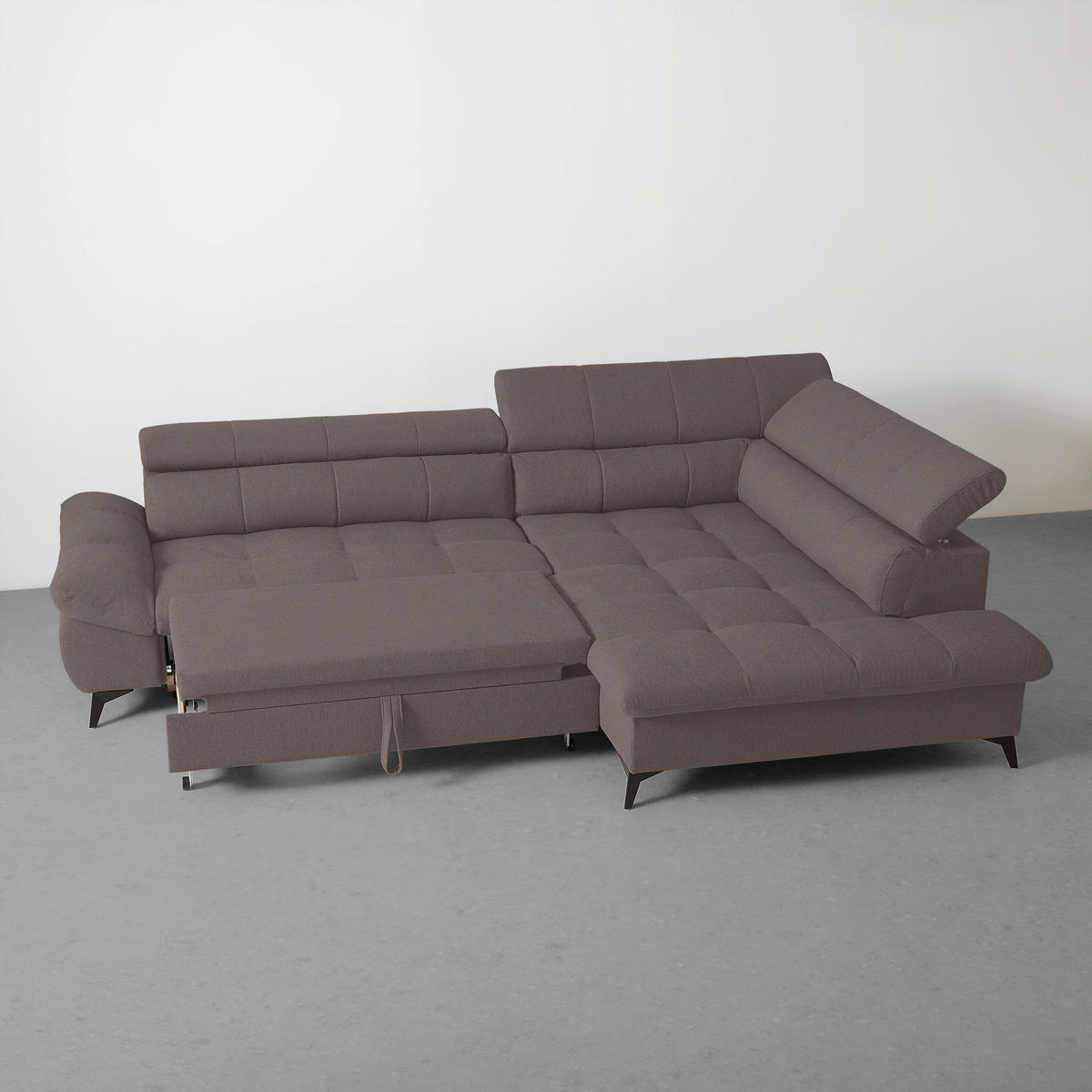 ECKSOFA in Chenille Graphitfarben  - Schwarz/Graphitfarben, Modern, Textil/Metall (296/201cm) - Livetastic
