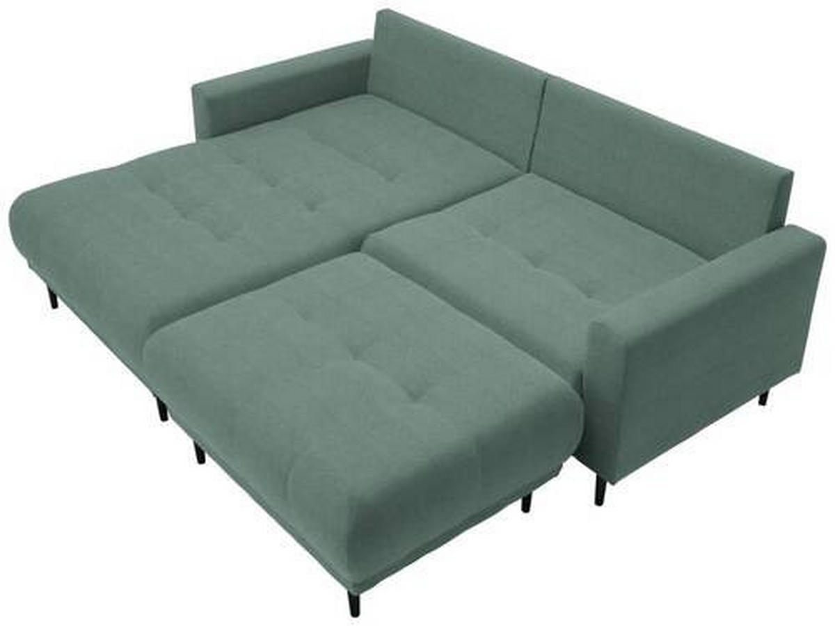 ECKSOFA in Flachgewebe Grün  - Schwarz/Grün, Design, Holz/Textil (160/215cm) - Stylife