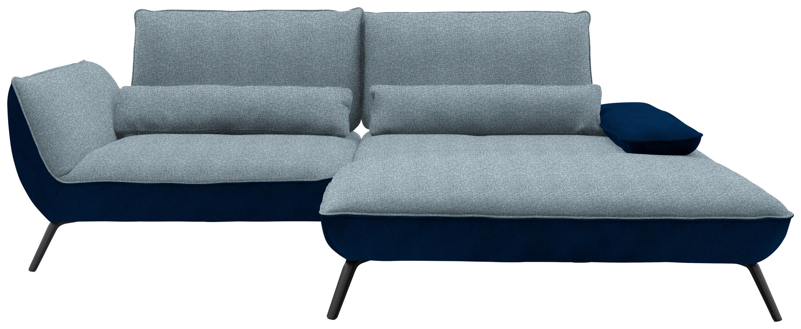 ECKSOFA in Flachgewebe Blau  - Blau/Schwarz, Design, Textil/Metall (273/191cm) - Moderano
