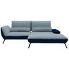 ECKSOFA in Flachgewebe Blau  - Blau/Schwarz, Design, Textil/Metall (273/191cm) - Moderano