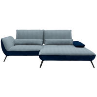 ECKSOFA in Flachgewebe Blau  - Blau/Schwarz, Design, Textil/Metall (273/191cm) - Moderano