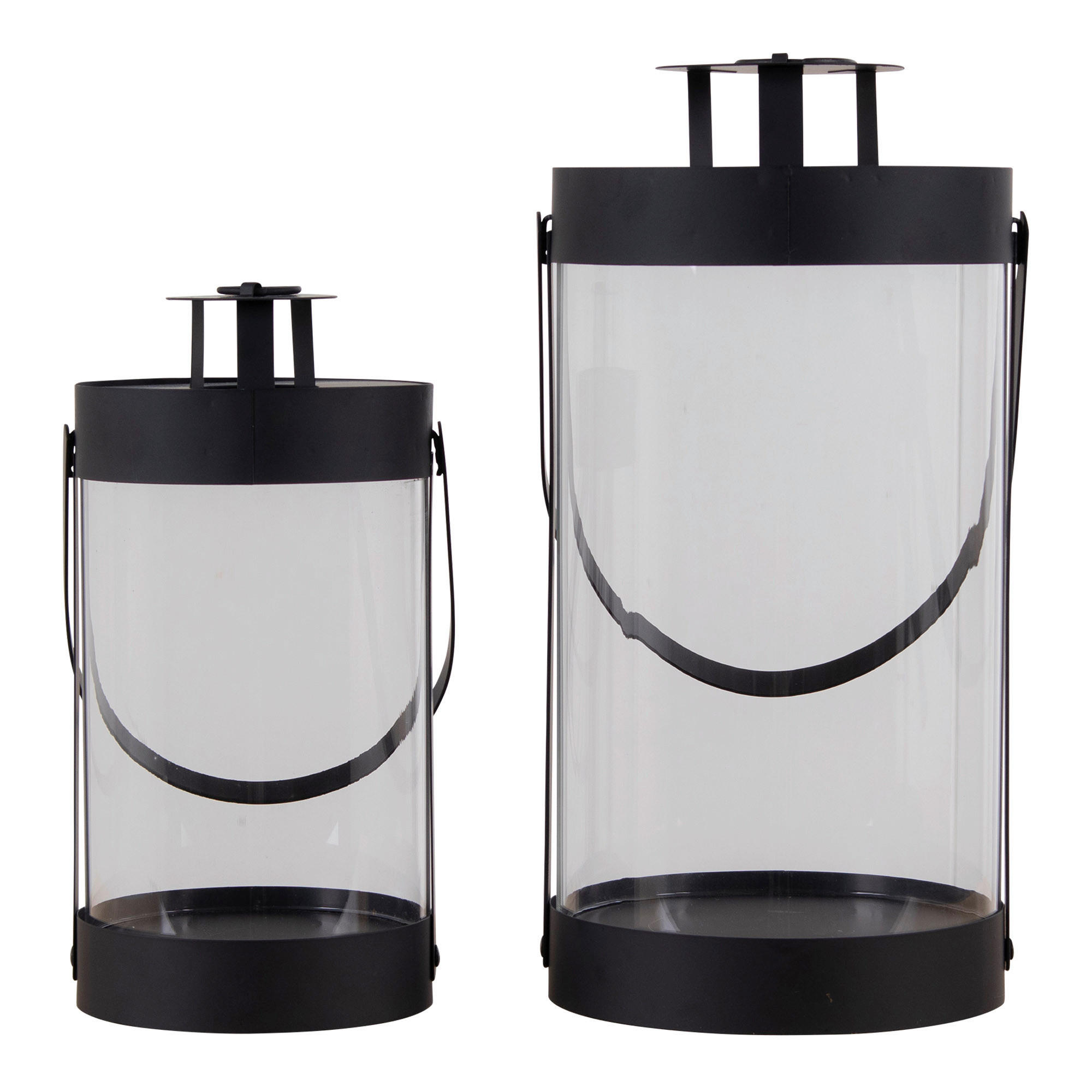 LATERNENSET - Klar/Schwarz, Design, Glas/Metall (12/24/12cm)