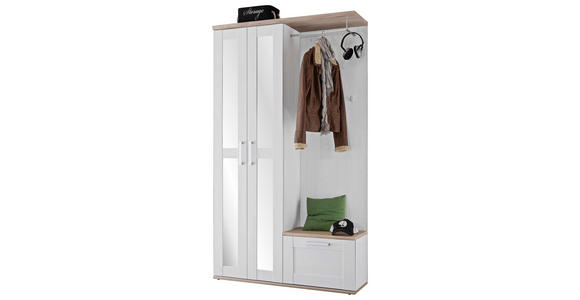 GARDEROBE  in 115/201/38 cm  - Lärchefarben/Weiß, KONVENTIONELL, Glas/Holzwerkstoff (115/201/38cm) - Xora