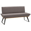 SITZBANK 160/87/64 cm Lederlook Schwarz, Eichefarben, Graubraun Eiche massiv Metall  - Eichefarben/Graubraun, Design, Holz/Textil (160/87/64cm) - Voleo