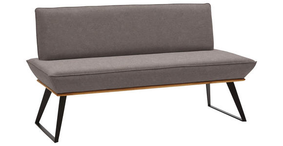 SITZBANK Lederlook Eiche massiv Schwarz, Eichefarben, Dunkelbraun - Eichefarben/Dunkelbraun, Design, Holz/Textil (180/87/64cm) - Voleo