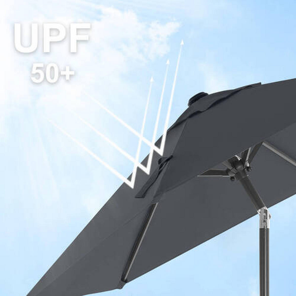 SLUNEČNÍK 200/200 cm - šedá/černá, Basics, kov/textil (200/200cm) - Modante