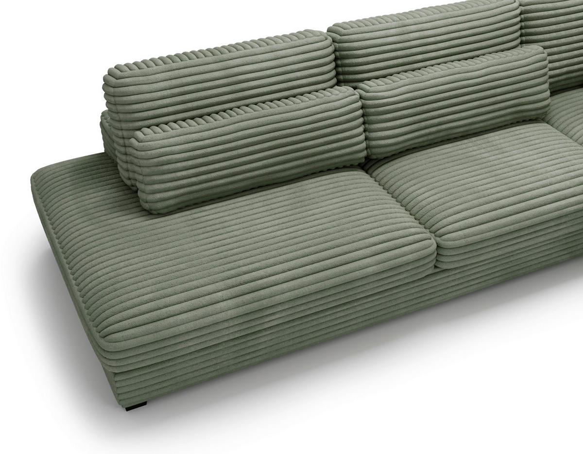 ECKSOFA in Cord, Plüsch Grün  - Schwarz/Grün, Design, Kunststoff/Textil (332/244cm) - Livetastic