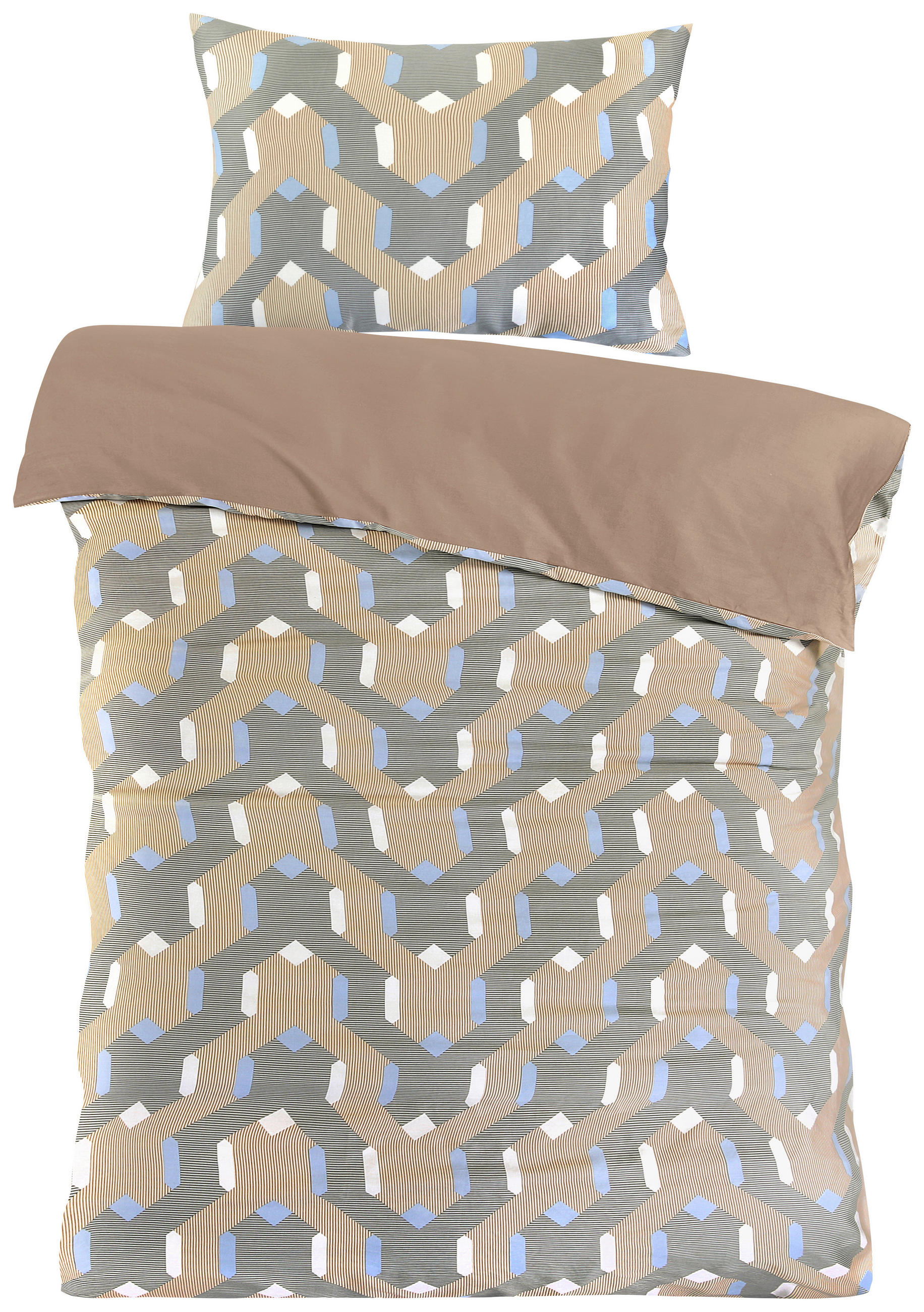 BETTWÄSCHE Satin 135/200 cm  - Ecru/Salbeigrün, Design, Textil (135/200cm)