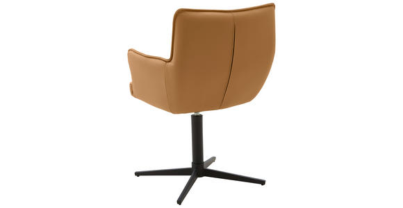 ARMLEHNSTUHL in Echtleder pigmentiert - Cognac/Schwarz, Design, Leder/Metall (63/88/65cm) - Valnatura