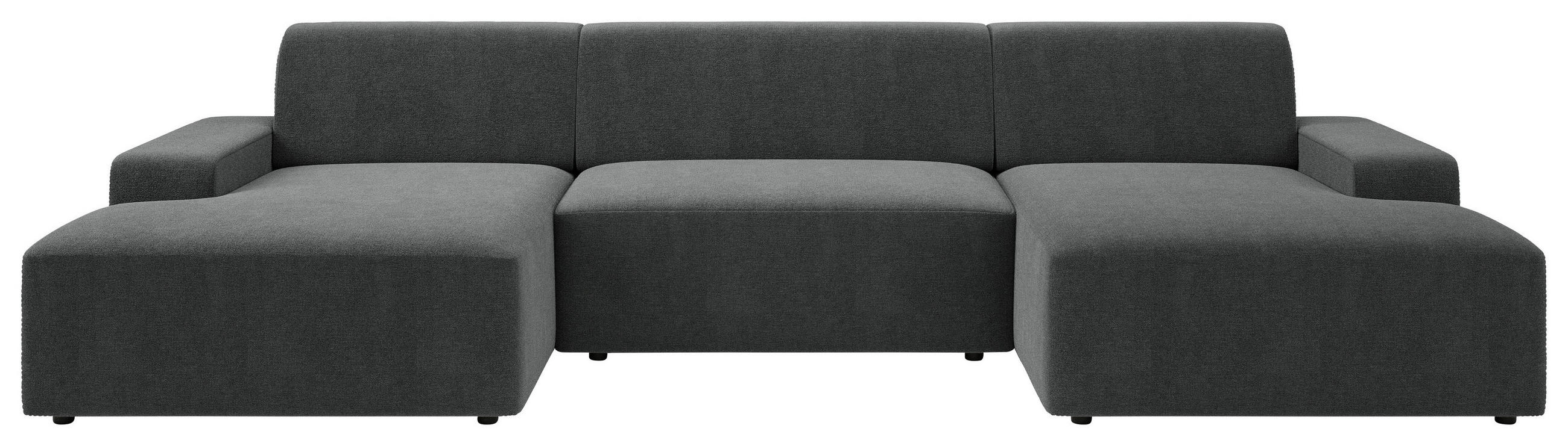 WOHNLANDSCHAFT in Struktur Anthrazit  - Anthrazit/Schwarz, Modern, Kunststoff/Textil (162/329/162cm) - Trendmanufaktur