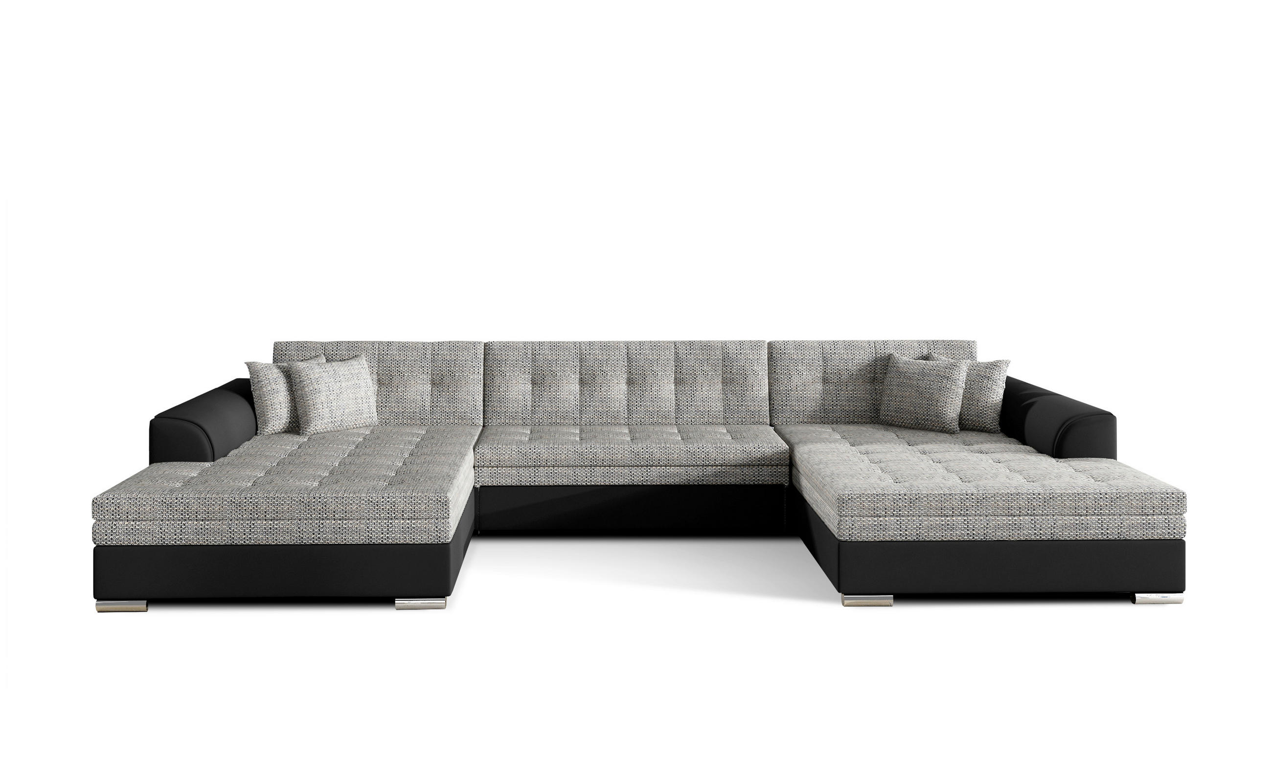 WOHNLANDSCHAFT Grau, Schwarz Webstoff  - Chromfarben/Schwarz, Design, Kunststoff/Textil (165/359/165cm) - MID.YOU