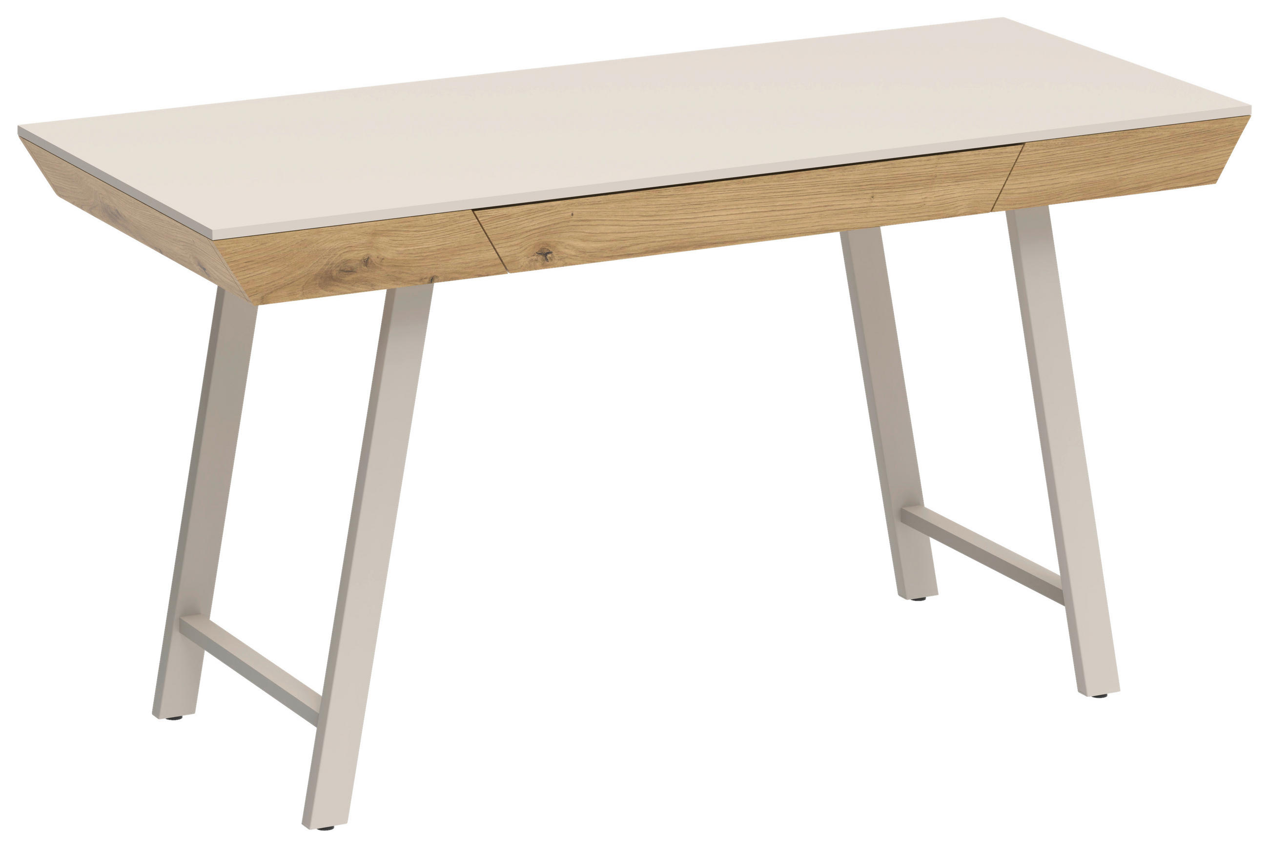SCHREIBTISCH 140/60/75 cm Eichefarben, Kaschmir  - Kaschmir/Eichefarben, Design, Holzwerkstoff/Metall (140/60/75cm) - Novel