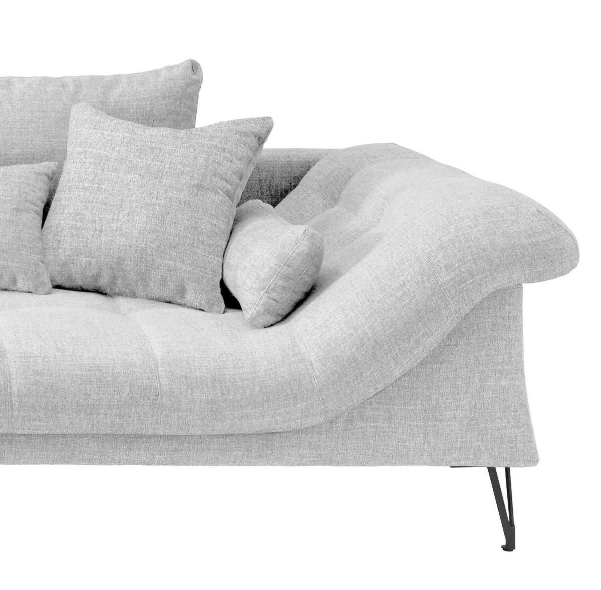 ECKSOFA in Mikrofaser Weiss  - Weiss/Schwarz, Konventionell, Textil/Metall (192/310cm) - Livetastic
