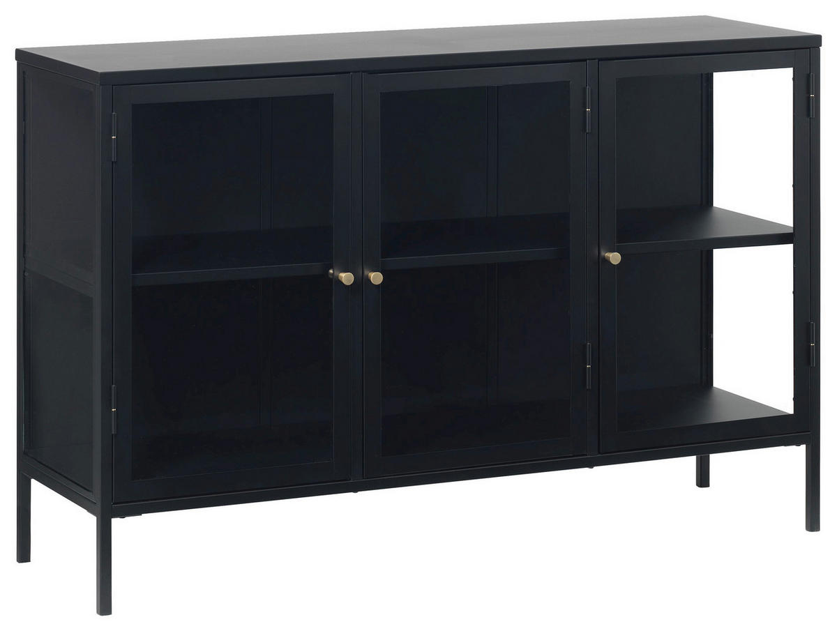 SIDEBOARD Schwarz  132/85/40 cm  - Goldfarben/Schwarz, Trend, Glas/Metall (132/85/40cm) - Xora