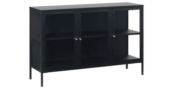 SIDEBOARD Schwarz  132/85/40 cm  - Goldfarben/Schwarz, Trend, Glas/Metall (132/85/40cm) - Xora