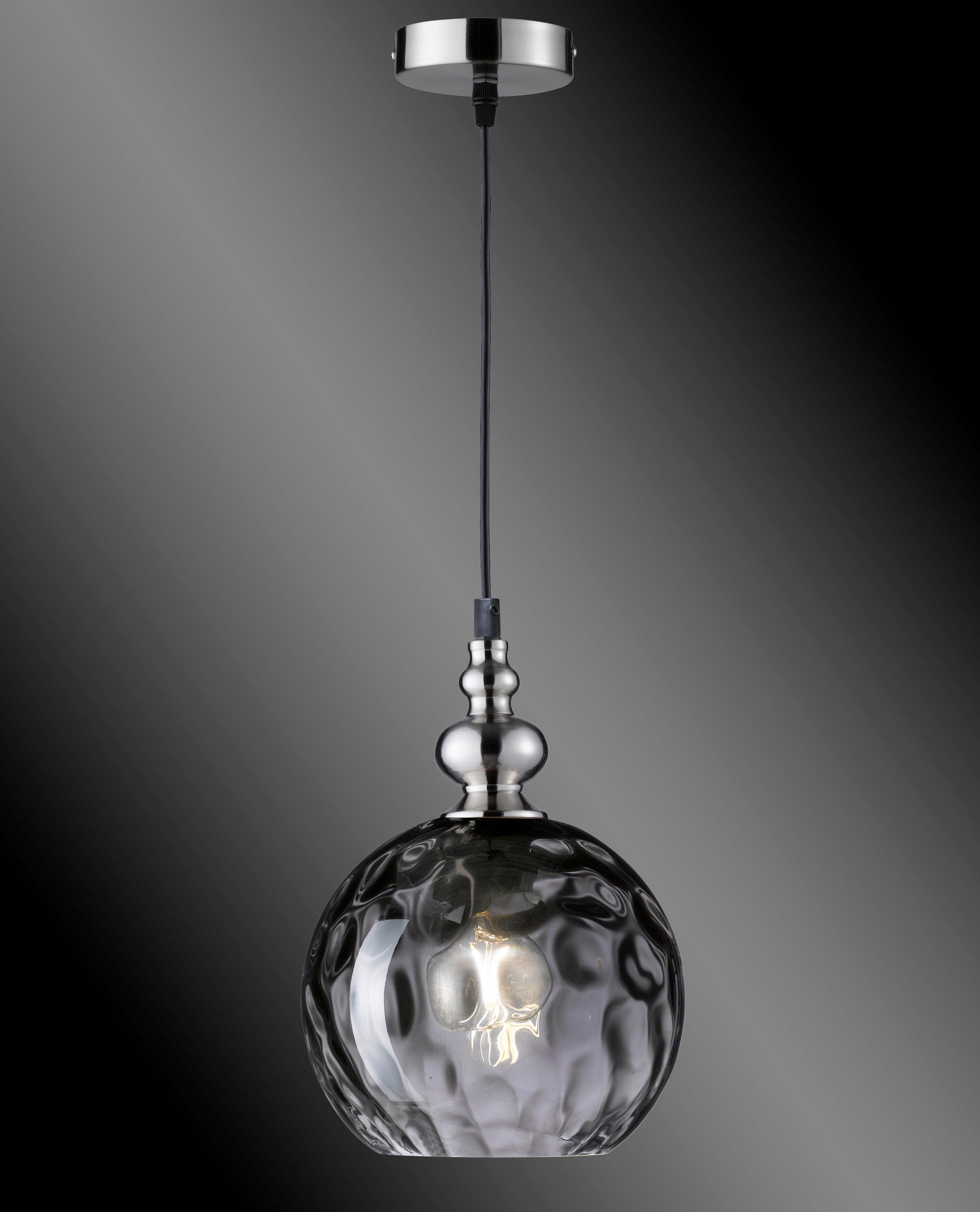 HÄNGLAMPA ULLER 20/140 cm  - svart/nickelfärgad, Basics, metall/glas (20/140cm) - Fischer & Honsel