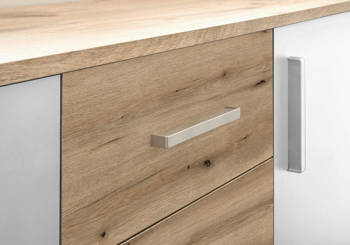 Kommode Basel 60/84/35 cm  in Weiss, Eichefarben  - Weiss/Eichefarben, Design, Holzwerkstoff/Kunststoff (60/84/35cm) - MID.YOU