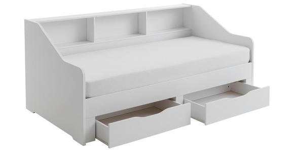 AUSZIEHBETT 90-180/200 cm in Weiß - Buchefarben/Weiß, KONVENTIONELL, Holzwerkstoff (90-180/200cm) - Carryhome