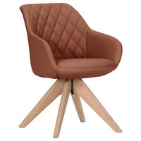ARMLEHNSTUHL  Typenauswahl, Sitzfläche 360° drehbar, automatische Rückholfunktion  Echtleder  - Cognac/Naturfarben, Design, Leder/Holz (60/83/65cm) - Landscape