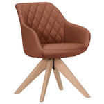 ARMLEHNSTUHL  Typenauswahl, Sitzfläche 360° drehbar, automatische Rückholfunktion  Echtleder  - Cognac/Naturfarben, Design, Leder/Holz (60/83/65cm) - Landscape