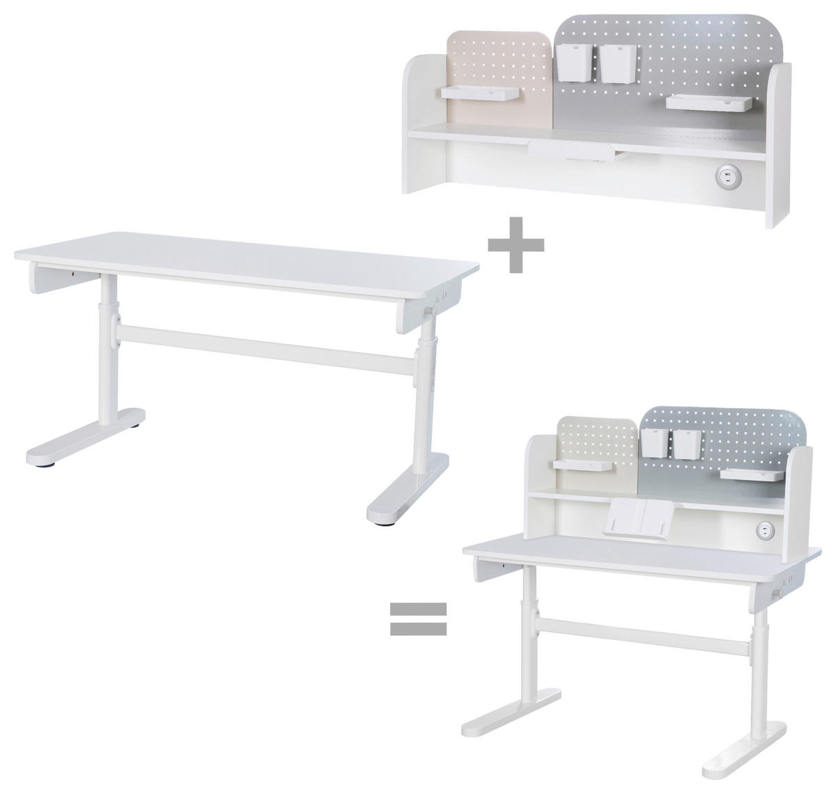 SCHREIBTISCHAUFSATZ  in Grau, Weiß, Kaschmir  - Kaschmir/Weiß, MODERN, Holzwerkstoff/Metall (102/50/25cm) - Roba